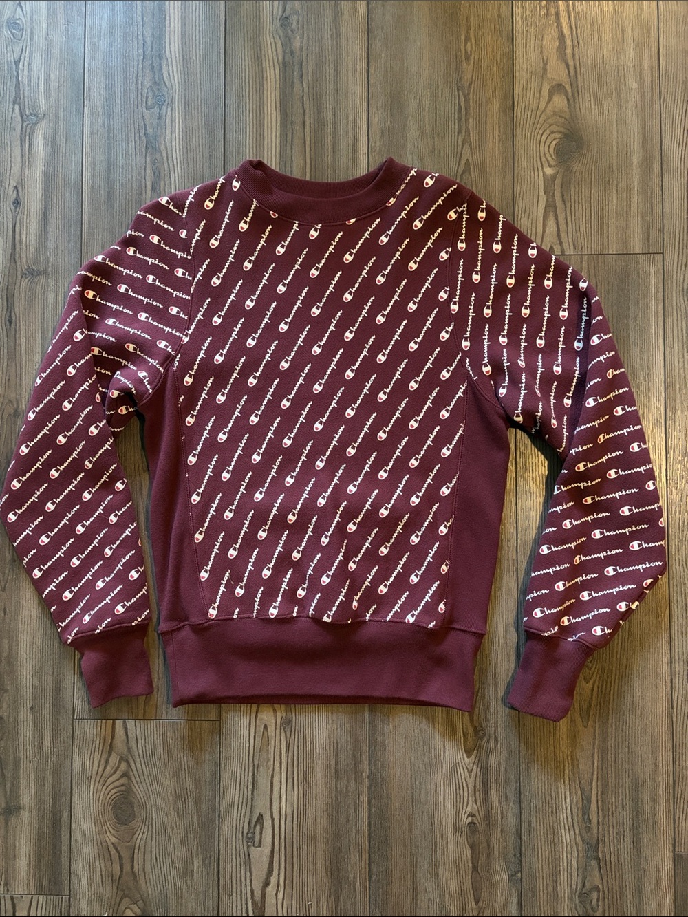 Champion Maroon reverse weave Script Logo Sweatshirt